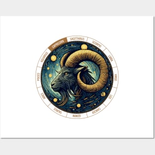 ZODIAC Capricorn - Astrological CAPRICORN - CAPRICORN - ZODIAC sign - Van Gogh style - 4 Posters and Art